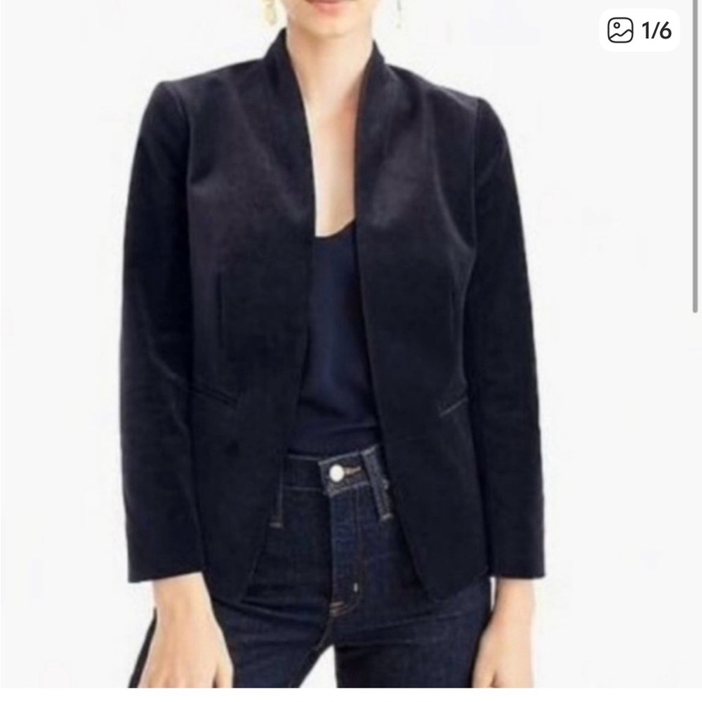 J Crew velvet blazer, open front